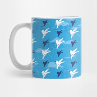 White Bird Fly in the Blue Sky Pattern Mug